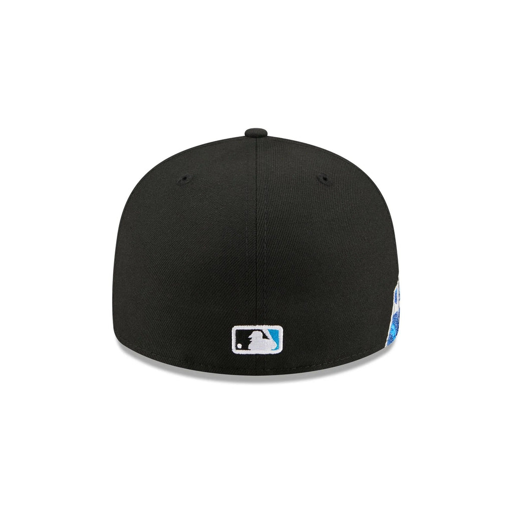 Miami Marlins MLB Waves 59FIFTY Fitted New Era Black White Official Team Hat Sports Fan Cap Official NFL Team Hat Football Fan Cap