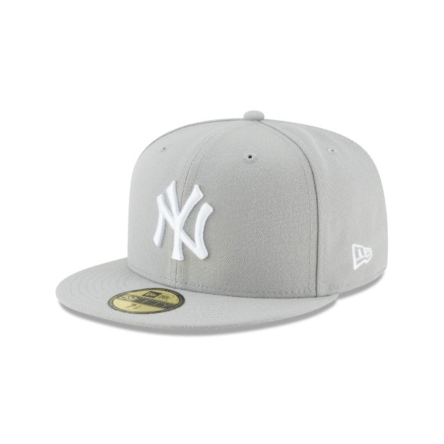 New York Yankees MLB Basic 59Fifty Fitted New Era Grey White Official Team Hat Sports Fan Cap Official NFL Team Hat Football Fan Cap