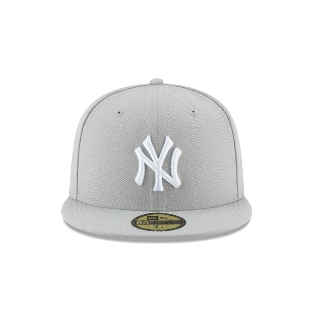 New York Yankees MLB Basic 59Fifty Fitted New Era Grey White Official Team Hat Sports Fan Cap Official NFL Team Hat Football Fan Cap