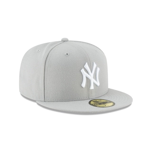 New York Yankees MLB Basic 59Fifty Fitted New Era Grey White Official Team Hat Sports Fan Cap Official NFL Team Hat Football Fan Cap