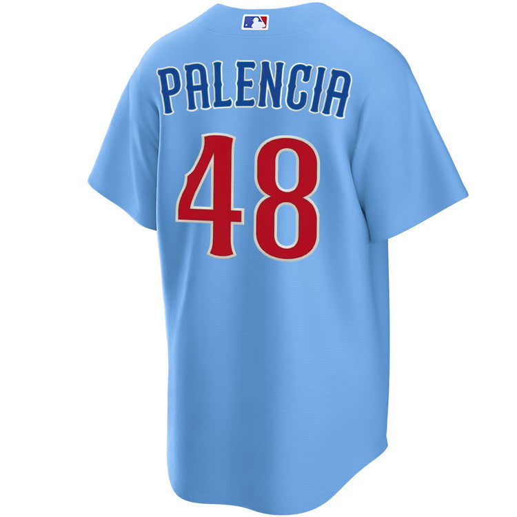 NIKE Men s Chicago Cubs Daniel Palencia 48 Light Blue 2nd Alternate Replica Jersey Official Team Jersey Sports Fan Apparel Official NFL Team Jersey