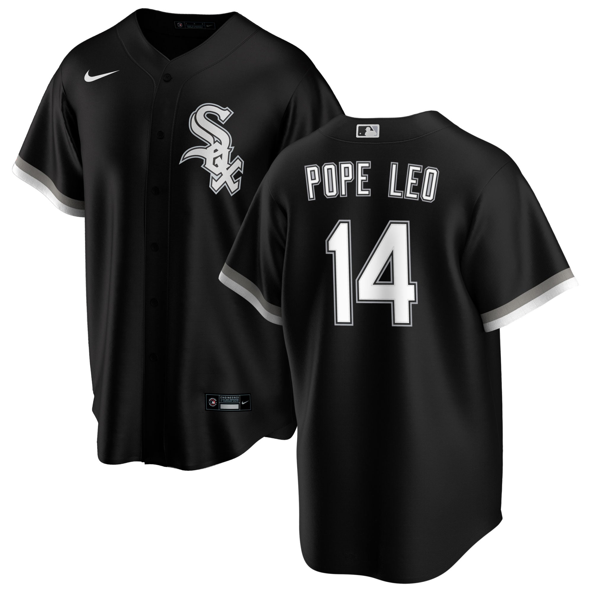 Pope Leo 14 Chicago White Sox NIKE Replica Men s Alternate Black Premium Twill Jersey Official Team Jersey Sports Fan Apparel Official NFL Team