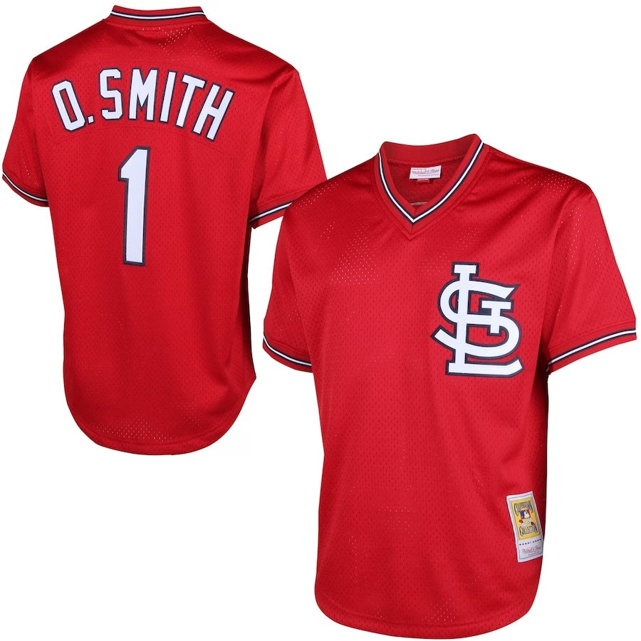 Men s Mitchell And Ness Ozzie Smith 1996 St Louis Cardinals Batting Practice Cooperstown Jersey Official Team Jersey Sports Fan Apparel Official NFL
