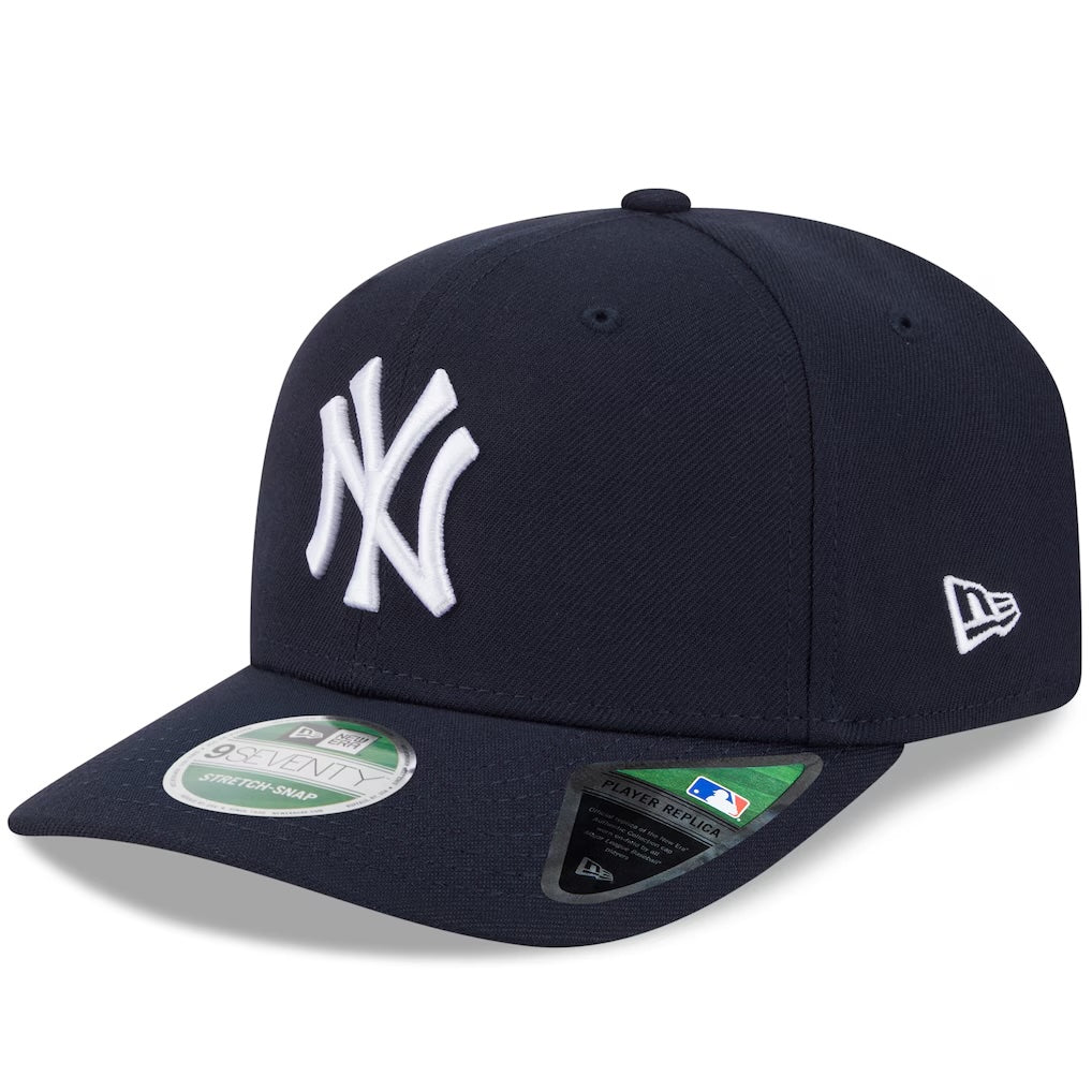New York Yankes Navy New Era Player Replica 9SEVENTY Stretch Snap Adjustable Hat Official Team Hat Sports Fan Cap Official NFL Team Hat Football Fan