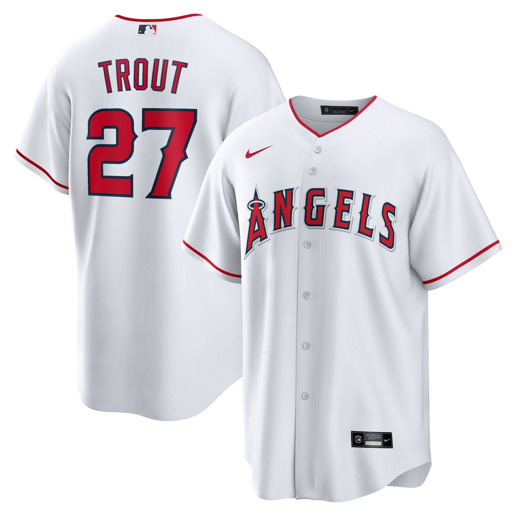 Men s Los Angeles Angels Mike Trout Nike White Home Replica Player Jersey Official Team Jersey Sports Fan Apparel Official NFL Team Jersey Football