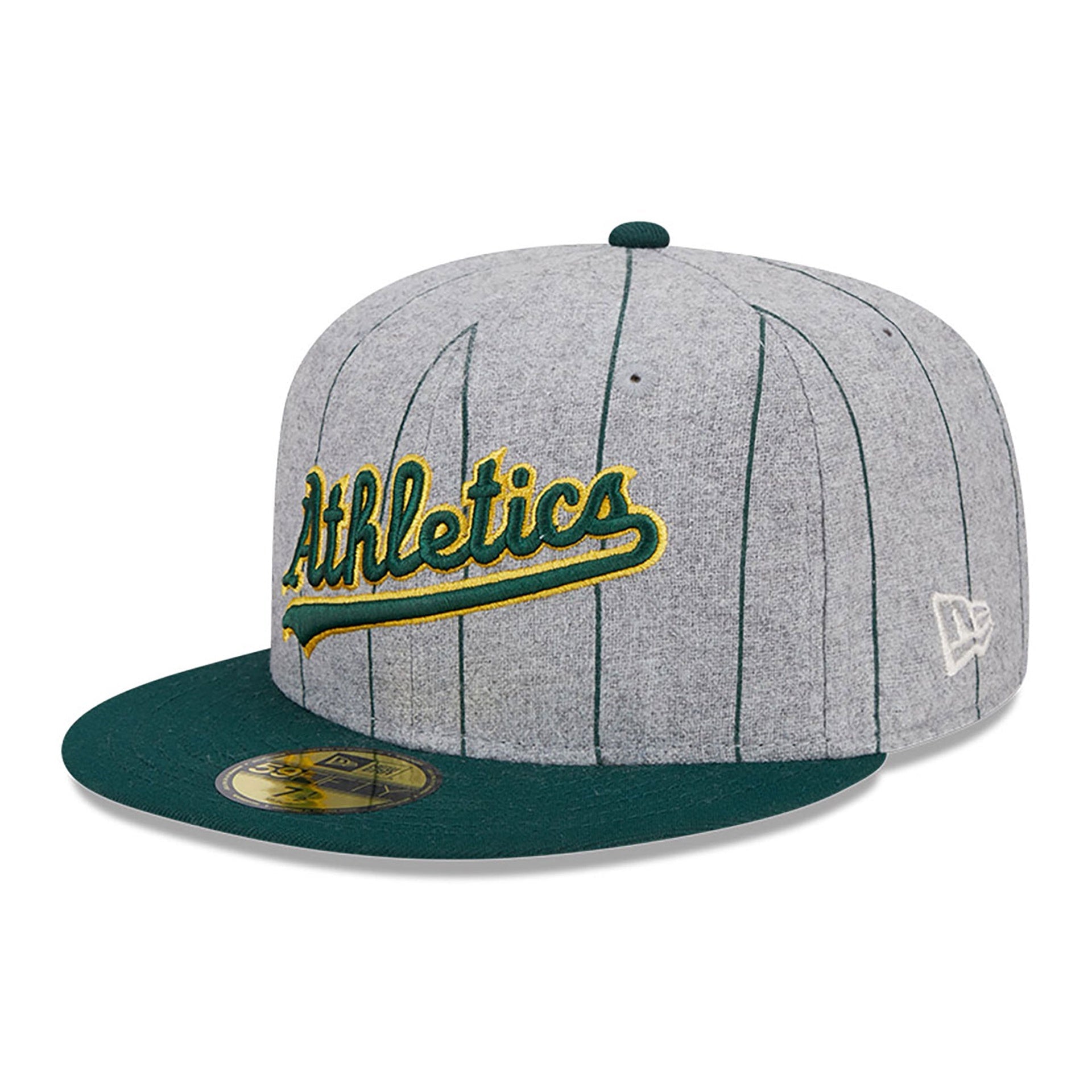 Oakland Athletics Heather Pinstripe MLB 59FIFTY Fitted New Era Official Team Hat Sports Fan Cap Official NFL Team Hat Football Fan Cap