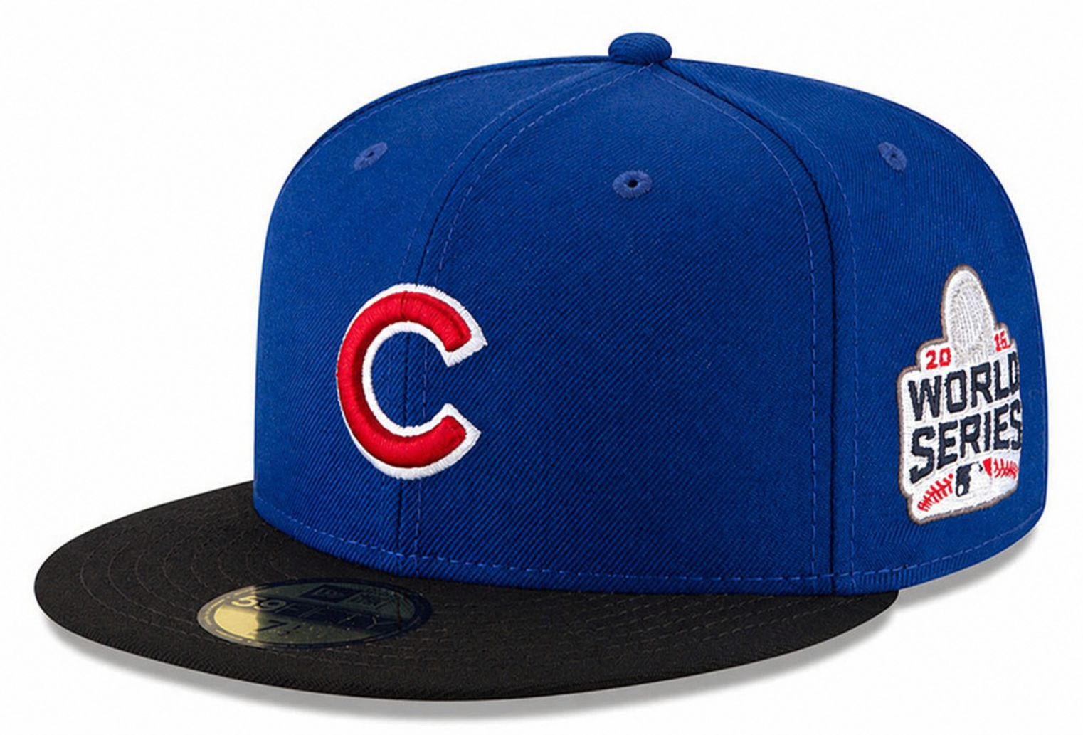 Chicago Cubs New Era 2016 World Series Wool 2 Tone Royal Black 59FIFTY Fitted Hat Official Team Hat Sports Fan Cap Official NFL Team Hat Football Fan