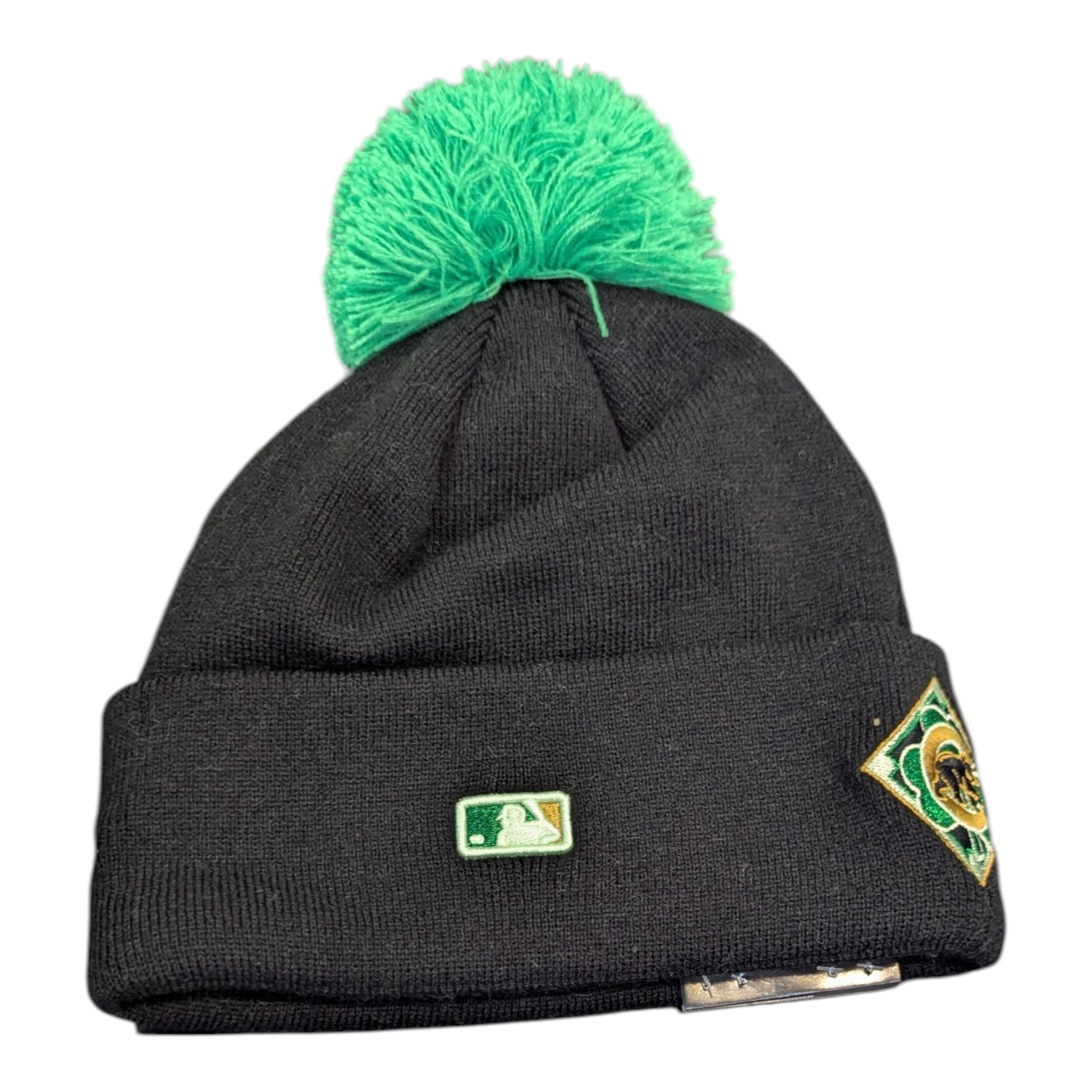 Chicago Cubs New Era Black St Patrick s Day Cuffed Knit Hat with Pom Official Team Hat Sports Fan Cap Official NFL Team Hat Football Fan Cap