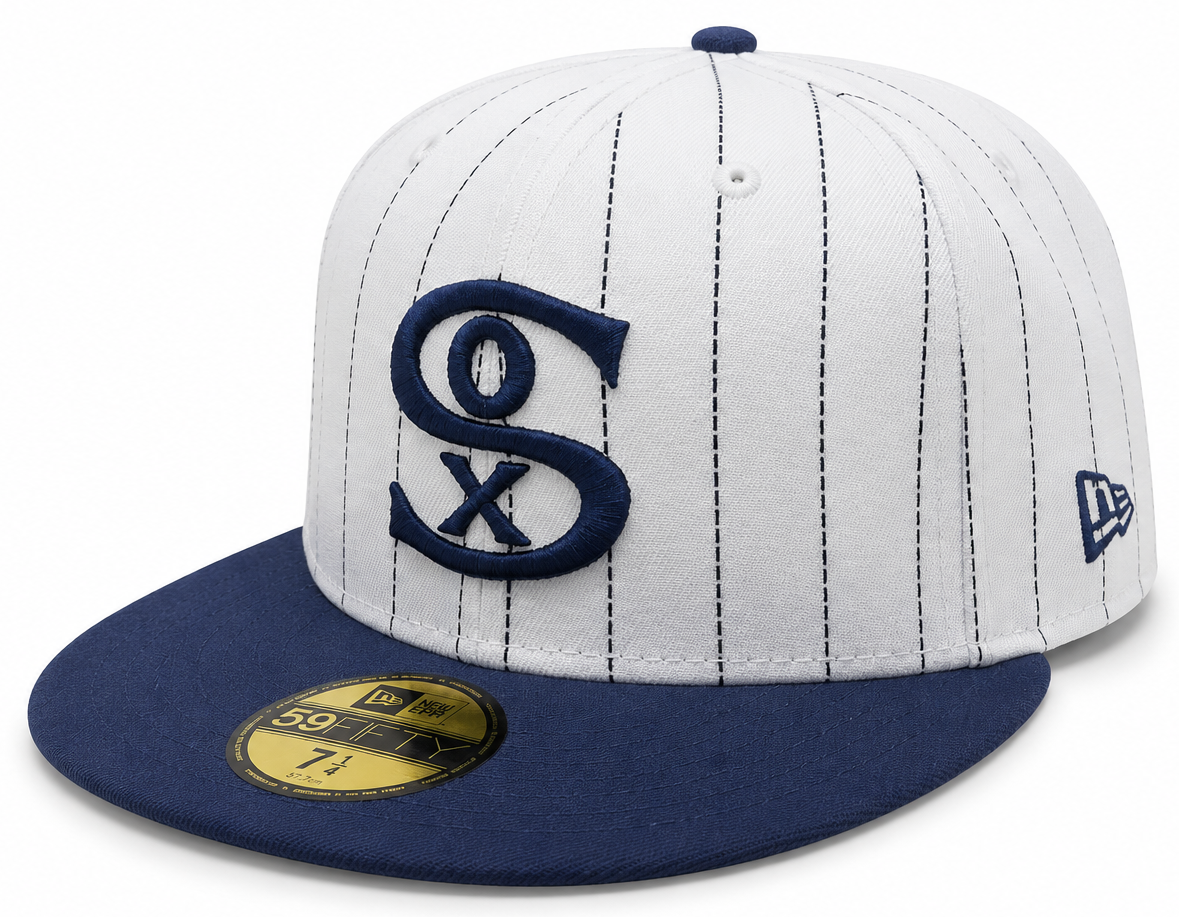 Chicago White Sox 1917 New Era Cooperstown Classics White Navy 59FIFTY Fitted Hat Official Team Hat Sports Fan Cap Official NFL Team Hat Football Fan
