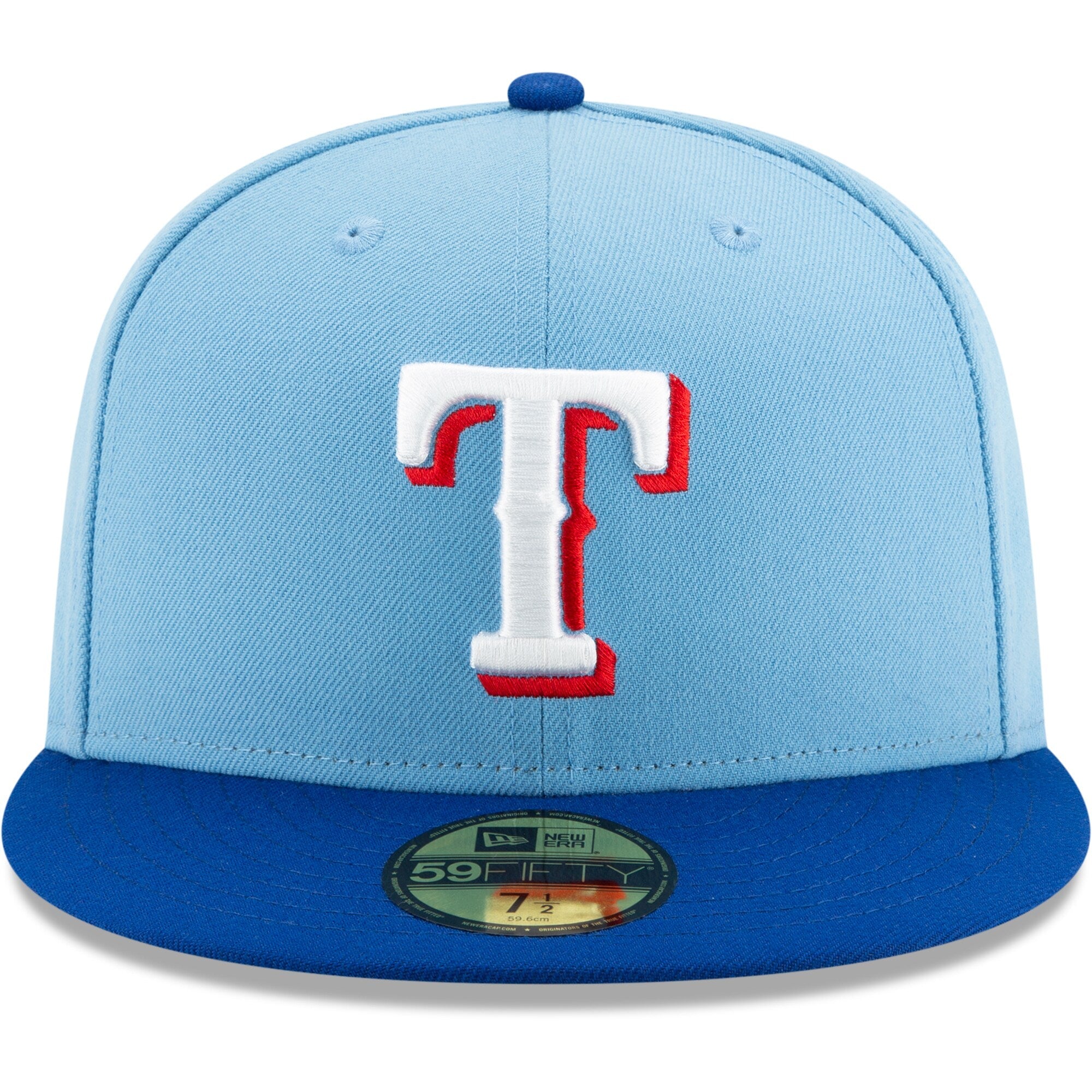 New Era Texas Rangers Light Blue Royal On-Field Authentic Collection 59FIFTY Fitted Hat Official Team Hat Sports Fan Cap Official NFL Team Hat