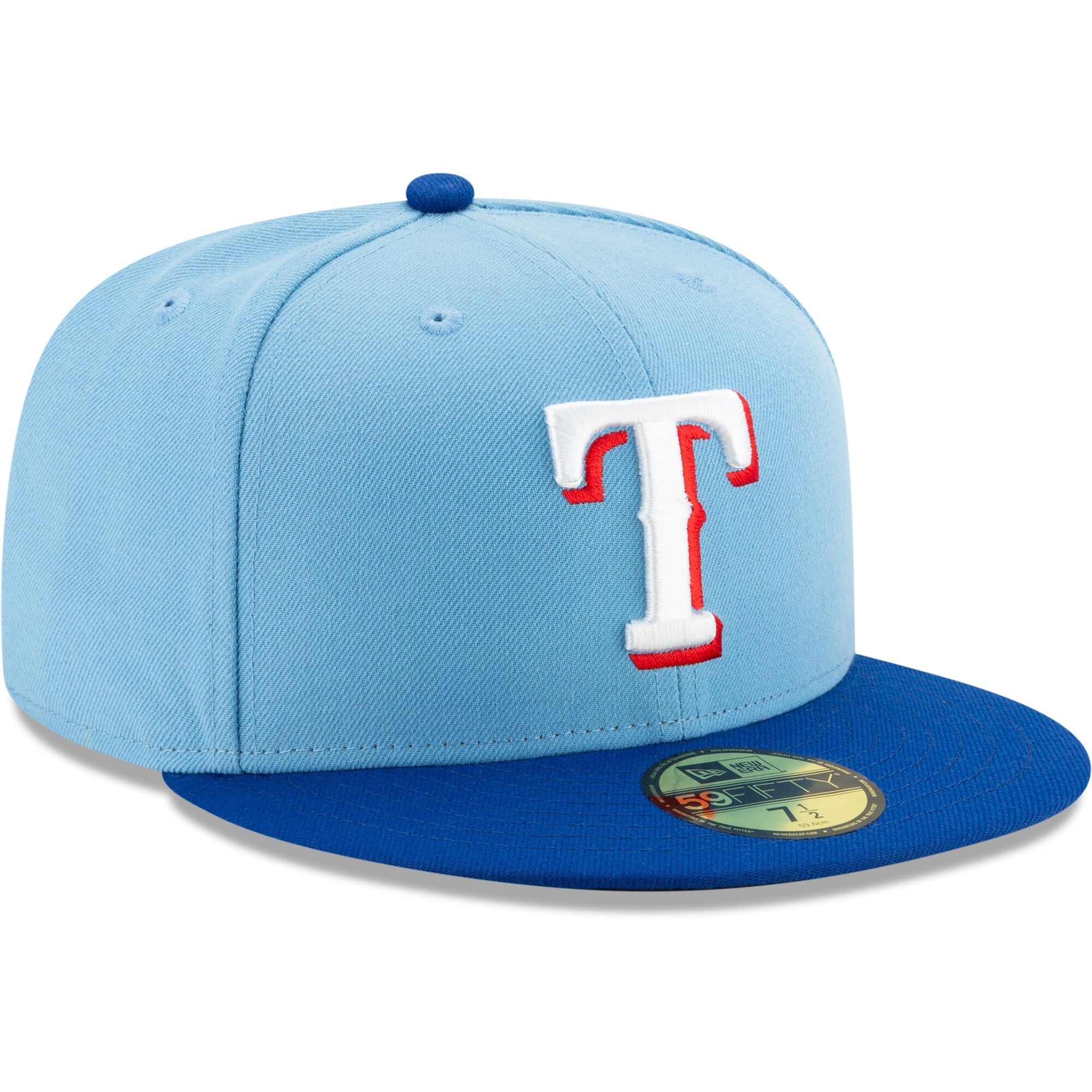 New Era Texas Rangers Light Blue Royal On-Field Authentic Collection 59FIFTY Fitted Hat Official Team Hat Sports Fan Cap Official NFL Team Hat