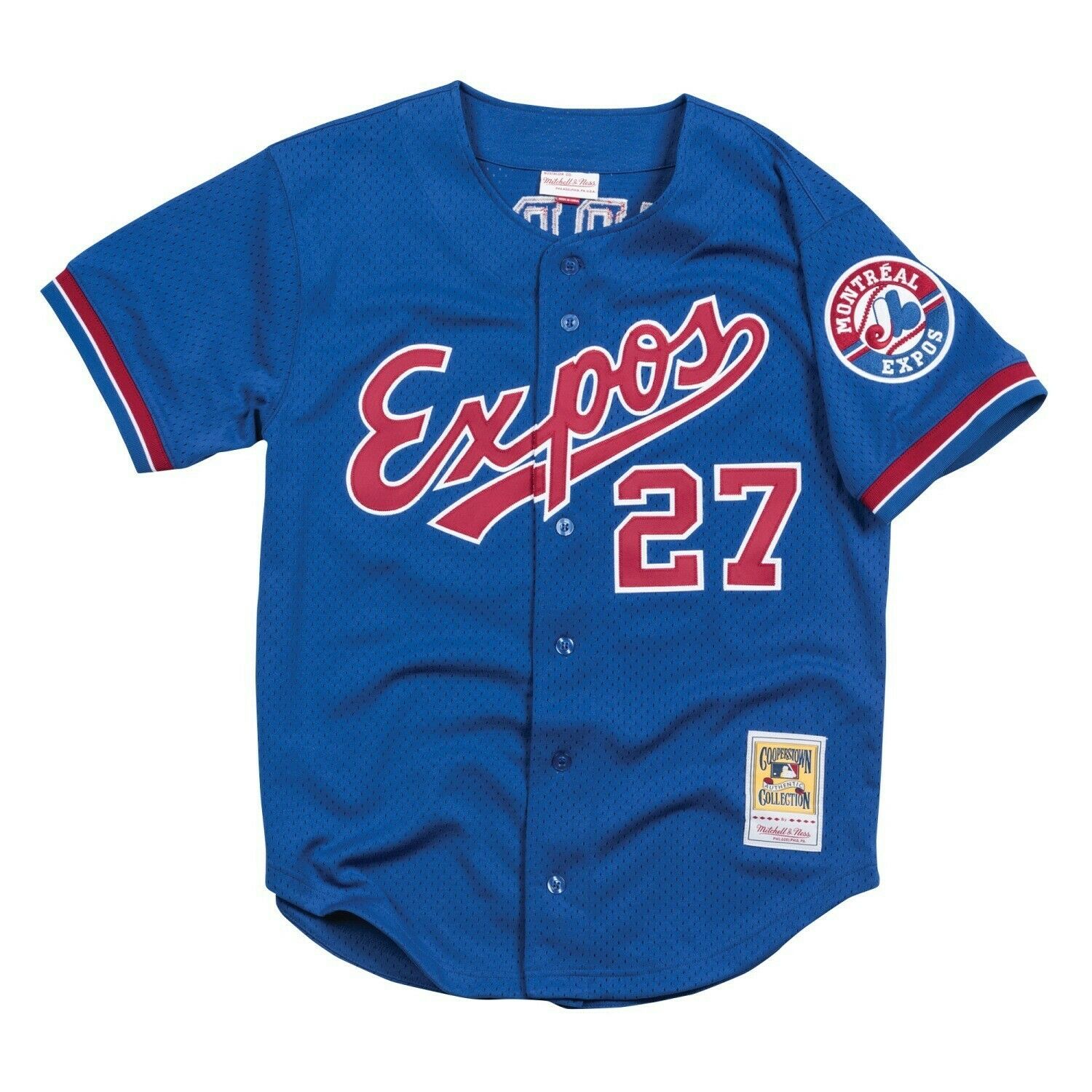 Men s Montreal Expos Vladimir Guerrero Mitchell And Ness Royal 2002 Authentic Cooperstown Collection Mesh Batting Practice Jersey Official Team