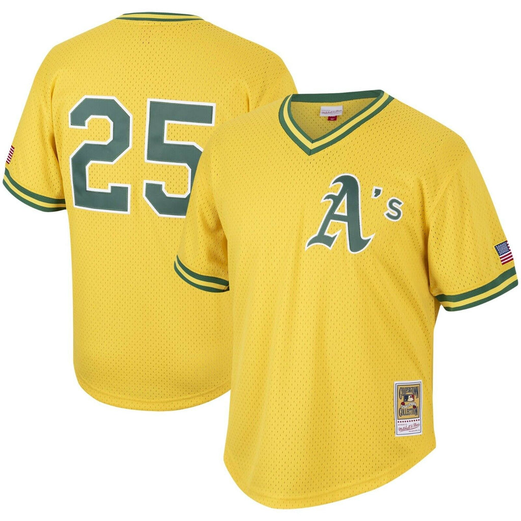 Mitchell And Ness Oakland Athletics Mark McGwire 1990 Cooperstown Collection Authentic Practice Jersey - Yellow Official Team Jersey Sports Fan