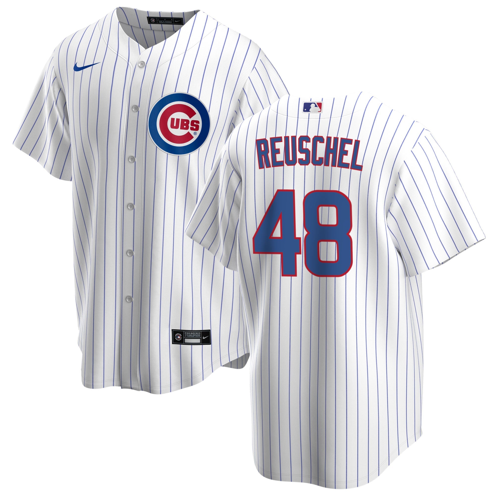 NIKE Men s Rick Reushel Chicago Cubs White Home Premium Stitch Replica Jersey Official Team Jersey Sports Fan Apparel Official NFL Team Jersey