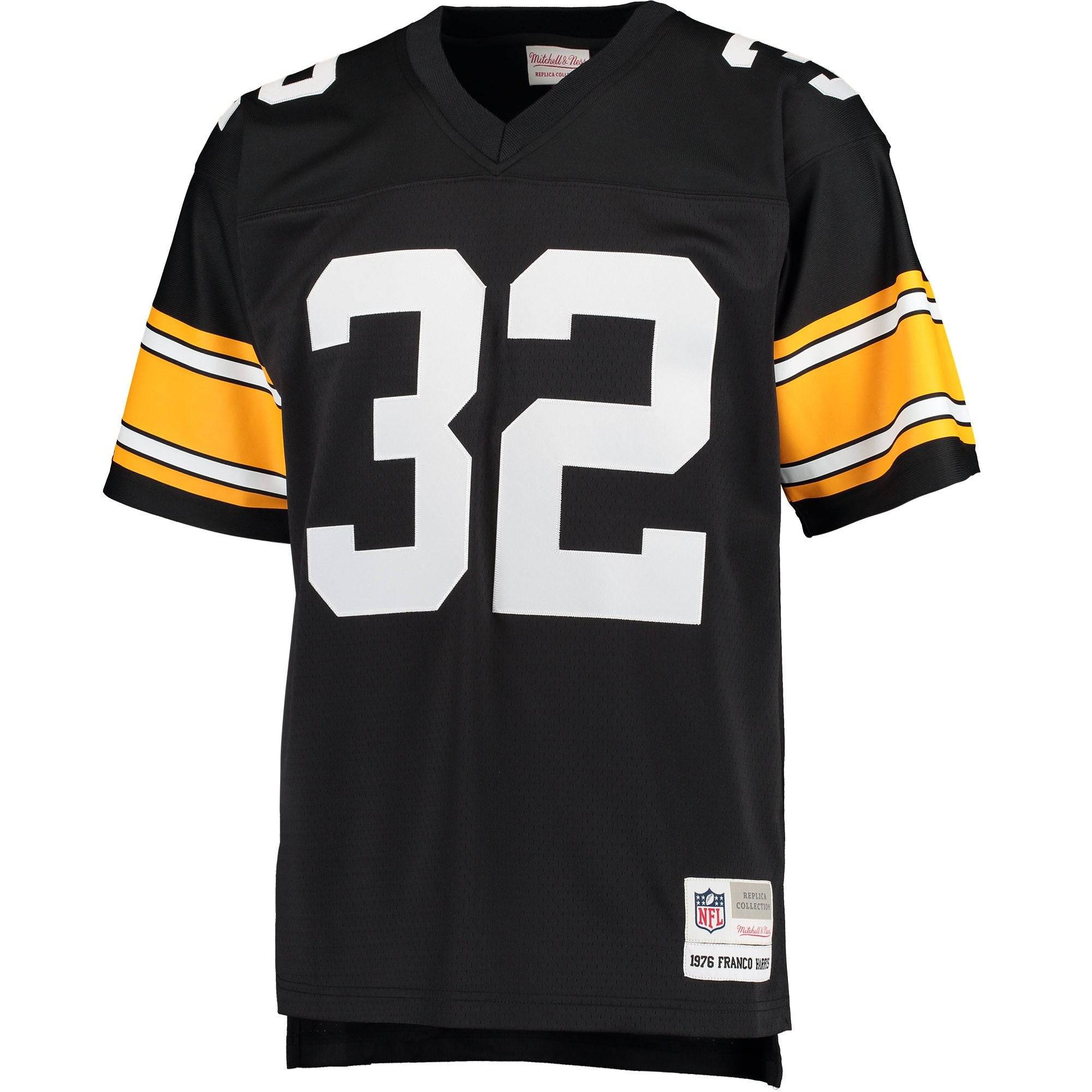 Men's Pittsburgh Steelers Franco Harris Mitchell & Ness Black Retired Player Replica Jersey