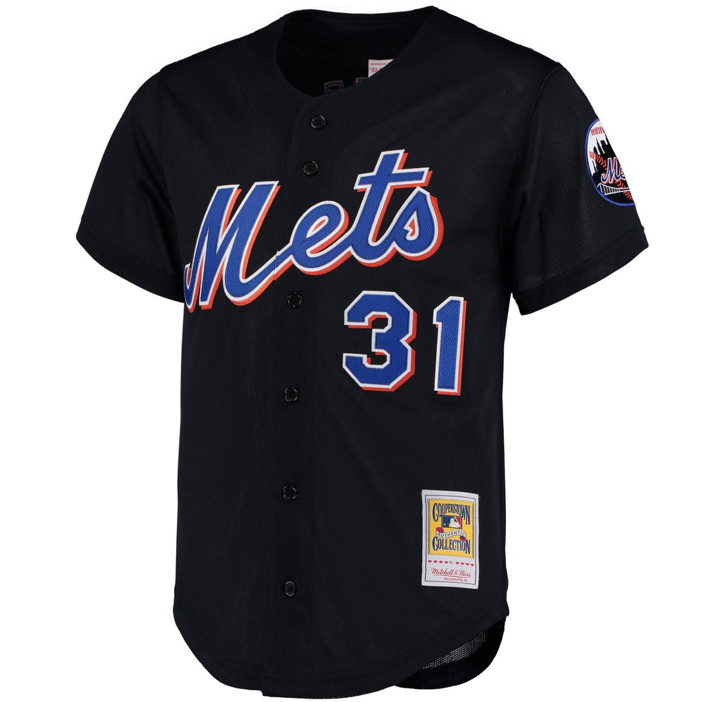 Men s New York Mets Mike Piazza Mitchell And Ness Black Cooperstown Collection Mesh Batting Practice Jersey Official Team Jersey Sports Fan Apparel