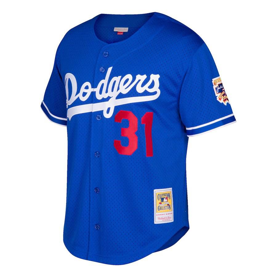 Men s Los Angeles Dodgers Mike Piazza Mitchell And Ness Royal Cooperstown Collection Mesh Batting Practice Jersey Official Team Jersey Sports Fan