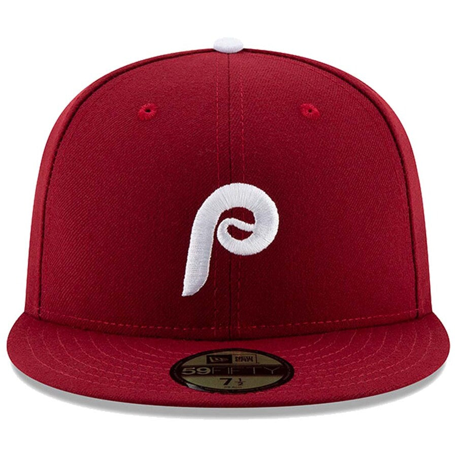 Men s Philadelphia Phillies New Era Maroon Alternate 2 Authentic Collection On-Field 59FIFTY Fitted Hat Official Team Hat Sports Fan Cap Official NFL