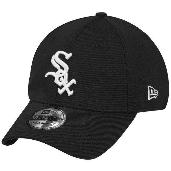 Men s Chicago White Sox New Era Black MLB Team Classic 39THIRTY Flex Hat Official Team Hat Sports Fan Cap Official NFL Team Hat Football Fan Cap