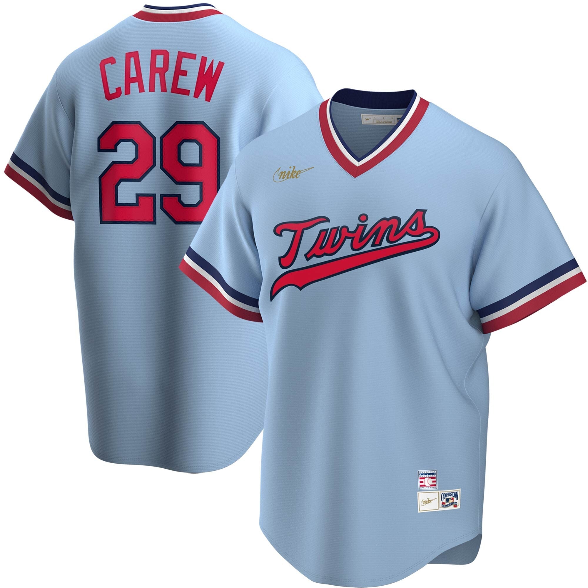 Men s Nike Rod Carew Blue Cooperstown Collection Player Jersey Official Team Jersey Sports Fan Apparel Official NFL Team Jersey Football Fan Apparel