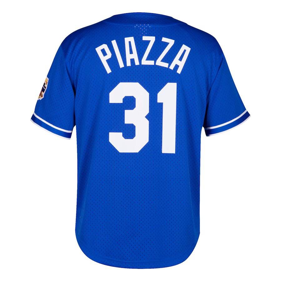 Men s Los Angeles Dodgers Mike Piazza Mitchell And Ness Royal Cooperstown Collection Mesh Batting Practice Jersey Official Team Jersey Sports Fan