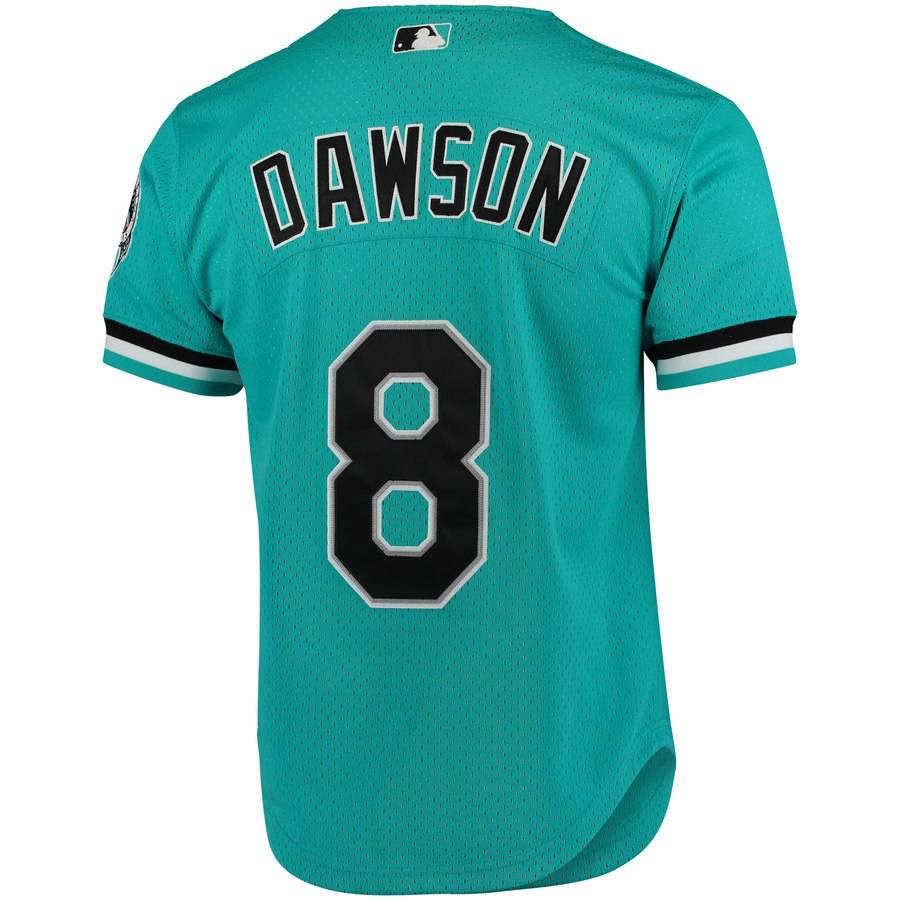 Men s Florida Marlins Andre Dawson 1995 Mitchell And Ness Teal Fashion Cooperstown Collection Mesh Batting Practice Jersey Official Team Jersey