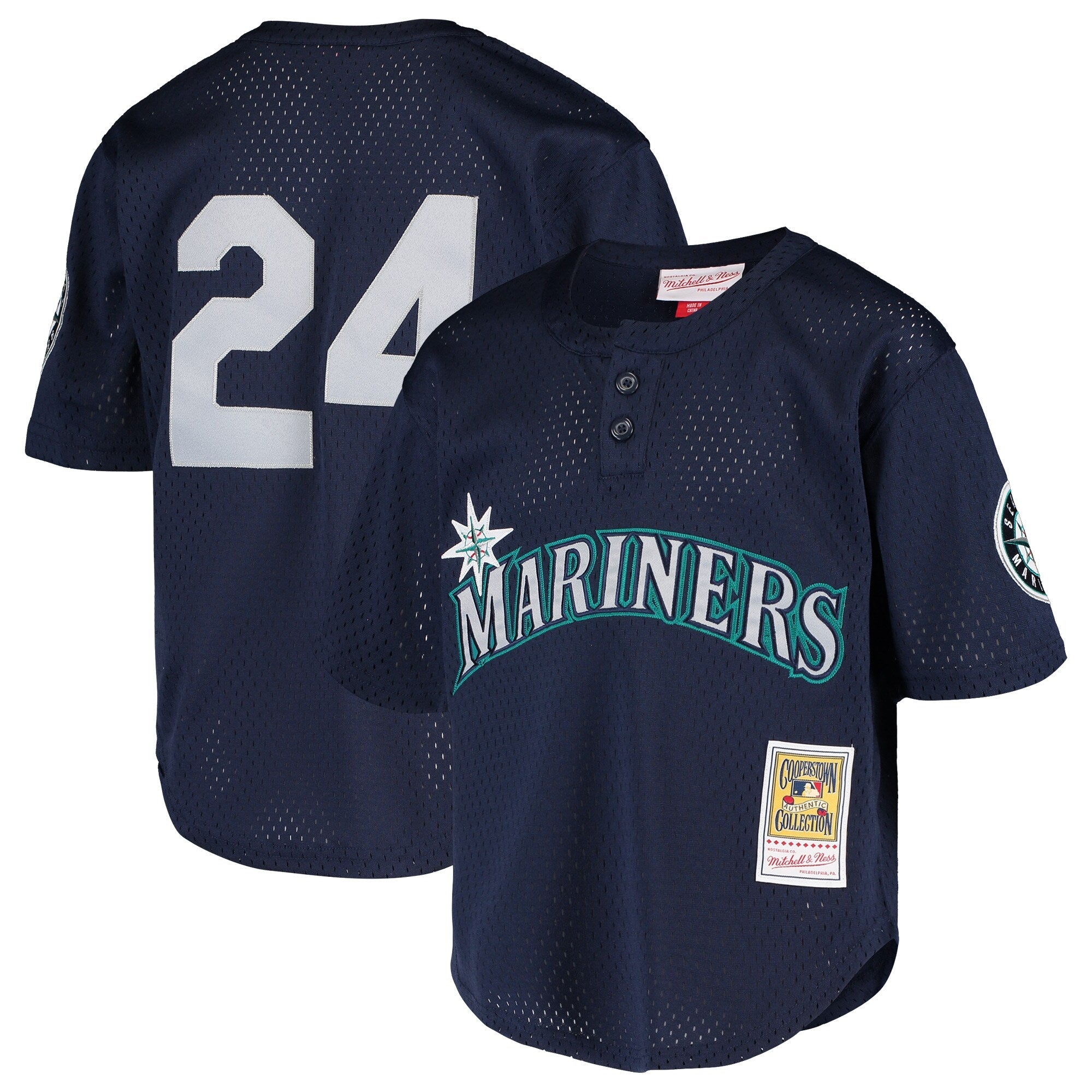 Youth Seattle Mariners Ken Griffey Jr Mitchell And Ness Navy Cooperstown Collection Mesh Batting Practice Jersey Official Team Jersey Sports Fan