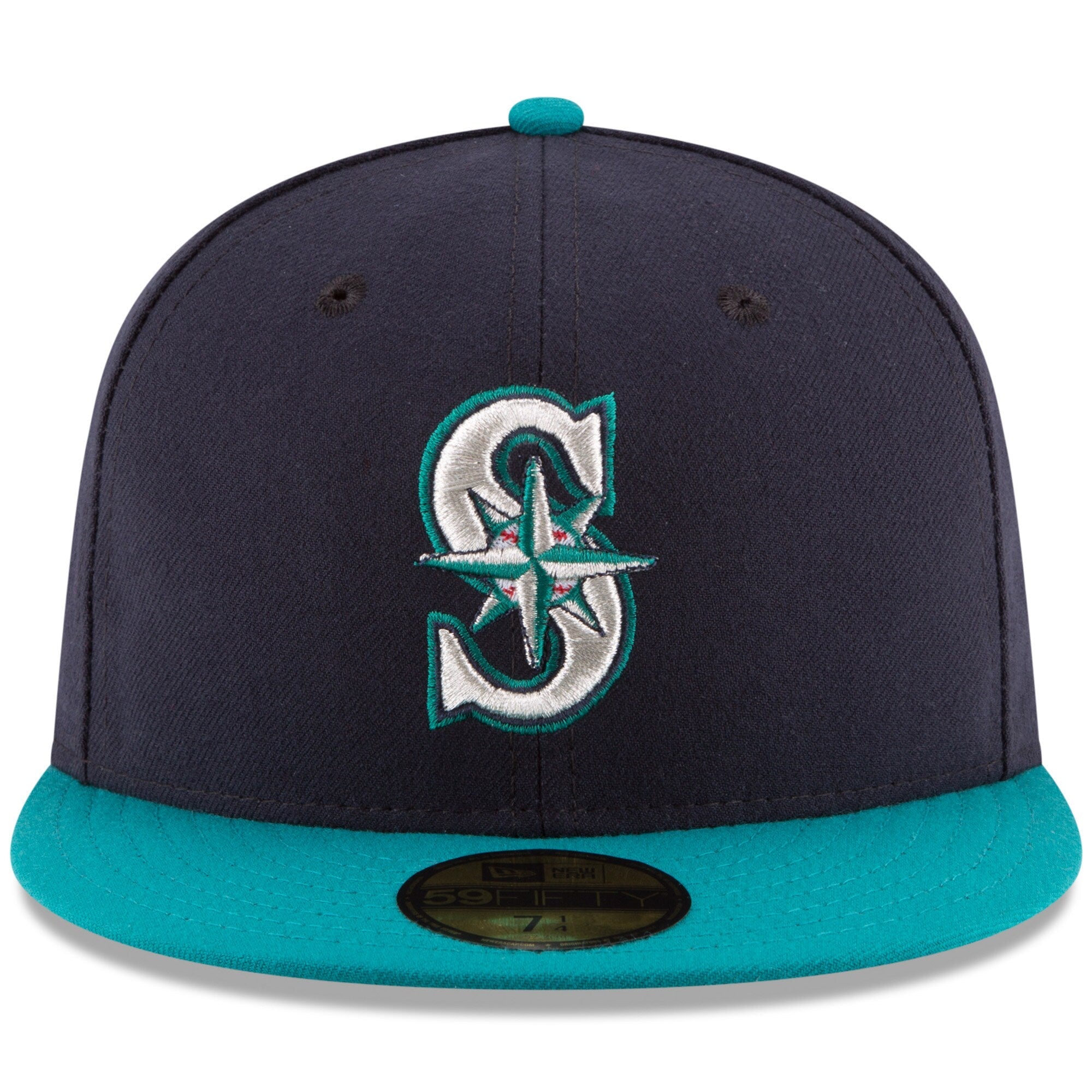 Men s Seattle Mariners New Era Navy Aqua Alternate Authentic Collection On Field 59FIFTY Fitted Hat Official Team Hat Sports Fan Cap Official NFL