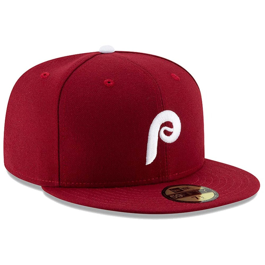 Men s Philadelphia Phillies New Era Maroon Alternate 2 Authentic Collection On-Field 59FIFTY Fitted Hat Official Team Hat Sports Fan Cap Official NFL