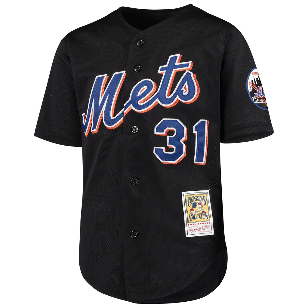 Youth New York Mets Mike Piazza Mitchell And Ness Black Cooperstown Collection Batting Practice Jersey Official Team Jersey Sports Fan Apparel