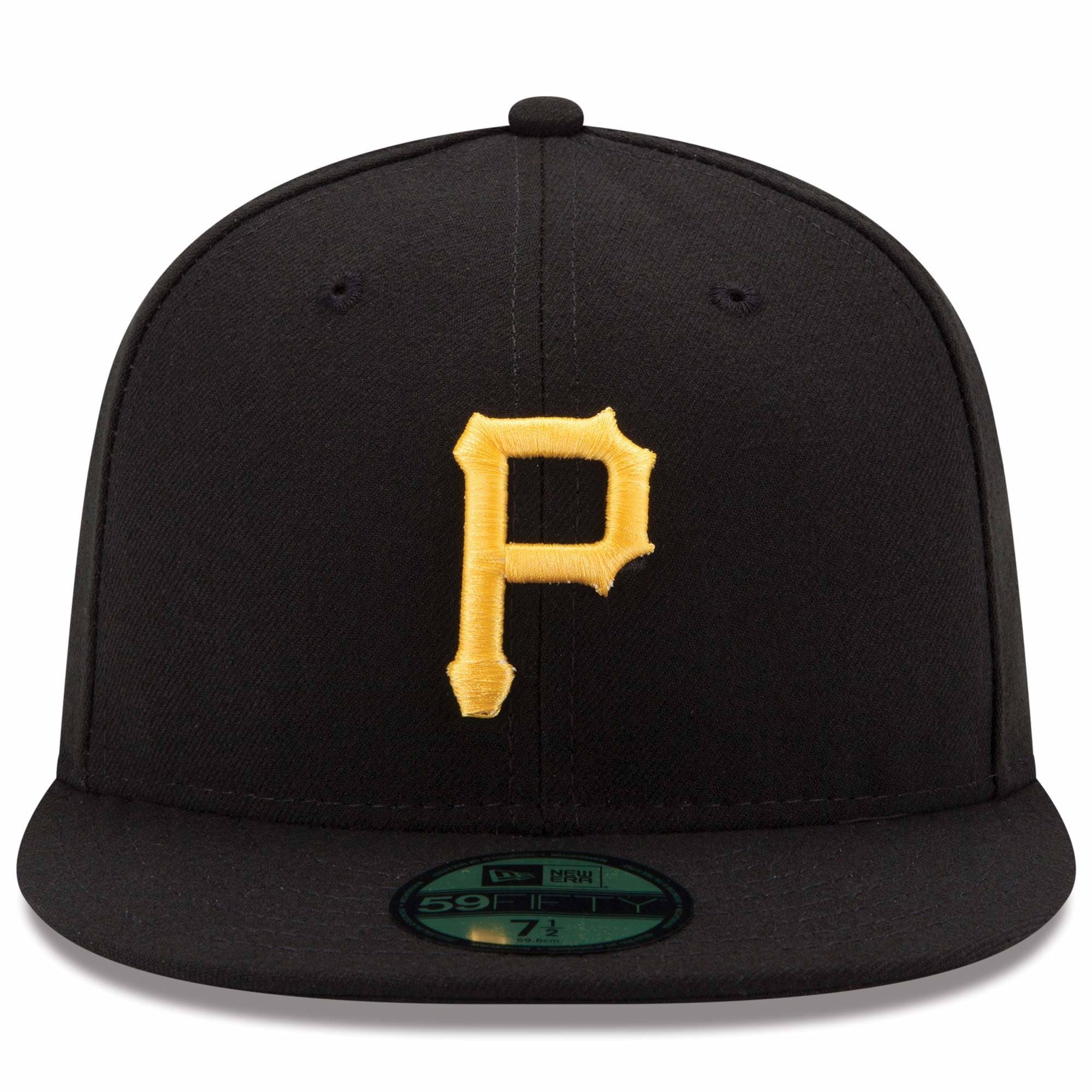 Men s Pittsburgh Pirates New Era Black Game Authentic Collection On-Field 59FIFTY Fitted Hat Official Team Hat Sports Fan Cap Official NFL Team Hat