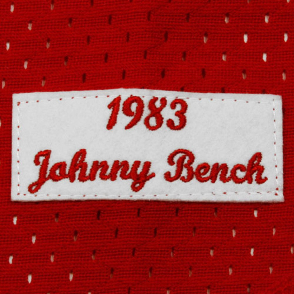 Men s Cincinnati Reds Johnny Bench Mitchell And Ness Red 1983 Authentic Cooperstown Collection Mesh Batting Practice Jersey Official Team Jersey
