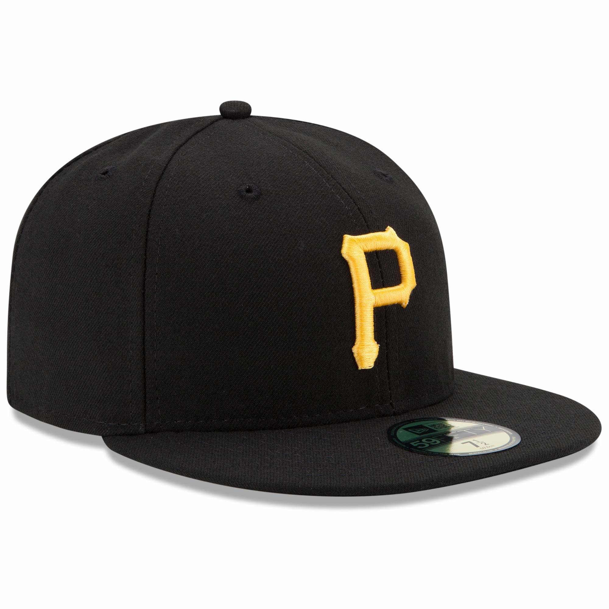 Men s Pittsburgh Pirates New Era Black Game Authentic Collection On-Field 59FIFTY Fitted Hat Official Team Hat Sports Fan Cap Official NFL Team Hat