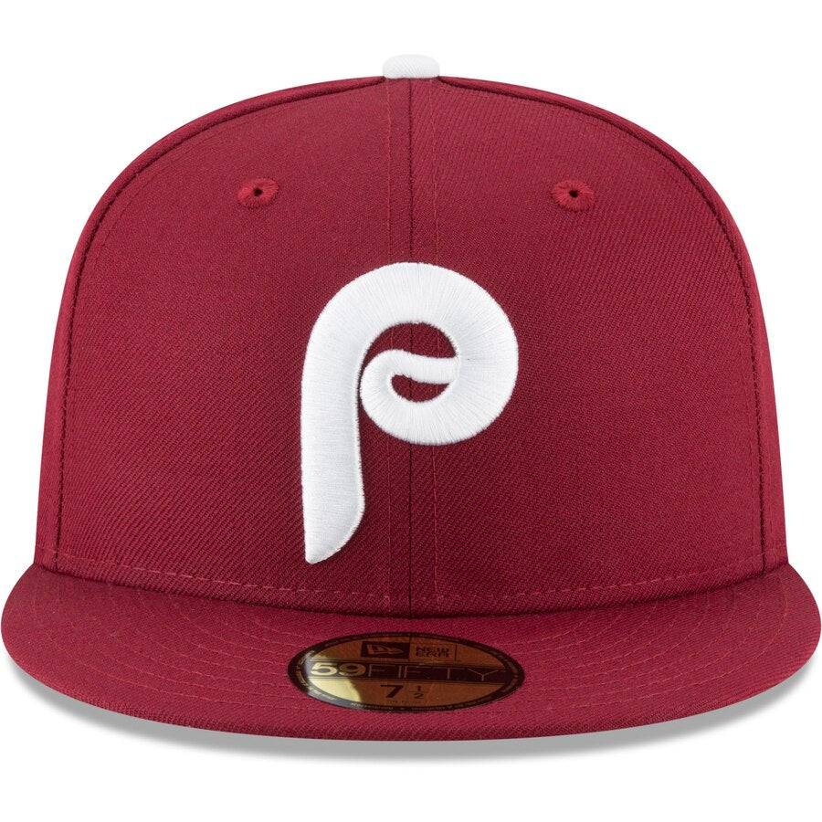 Men s Philadelphia Phillies New Era Maroon Cooperstown Collection Wool 59FIFTY Fitted Hat Official Team Hat Sports Fan Cap Official NFL Team Hat