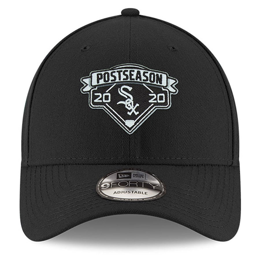 Men s Chicago White Sox New Era Black 2020 Postseason Locker Room 9FORTY Adjustable Hat Official Team Hat Sports Fan Cap Official NFL Team Hat