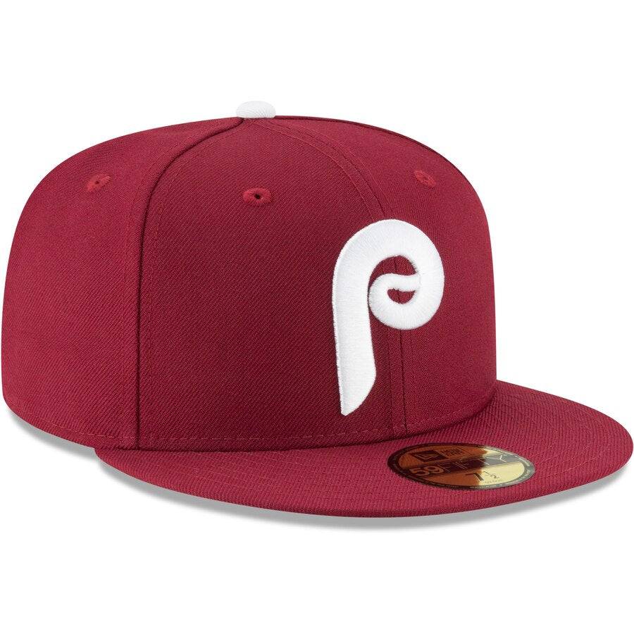 Men s Philadelphia Phillies New Era Maroon Cooperstown Collection Wool 59FIFTY Fitted Hat Official Team Hat Sports Fan Cap Official NFL Team Hat