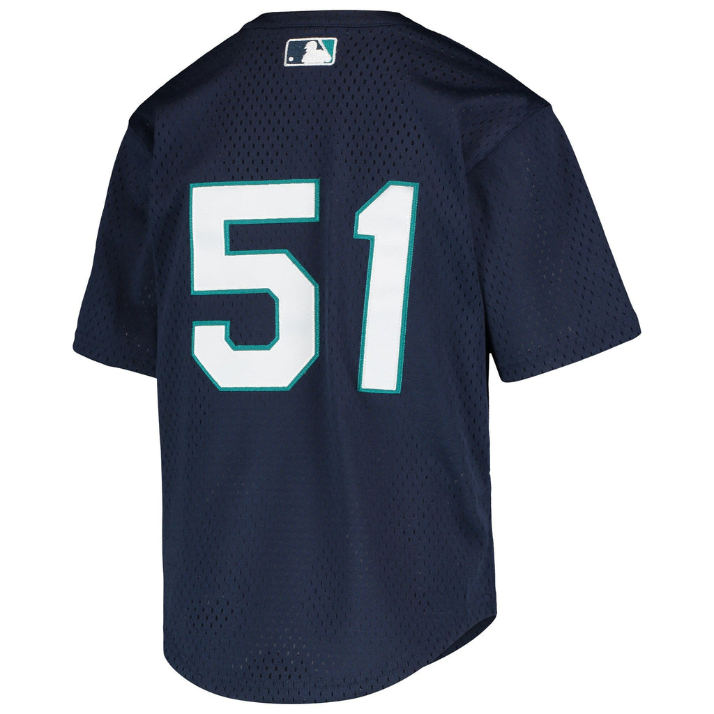 Ichiro Suzuki Seattle Mariners Mitchell And Ness Youth Cooperstown Collection Mesh Batting Practice Jersey - Navy Official Team Jersey Sports Fan