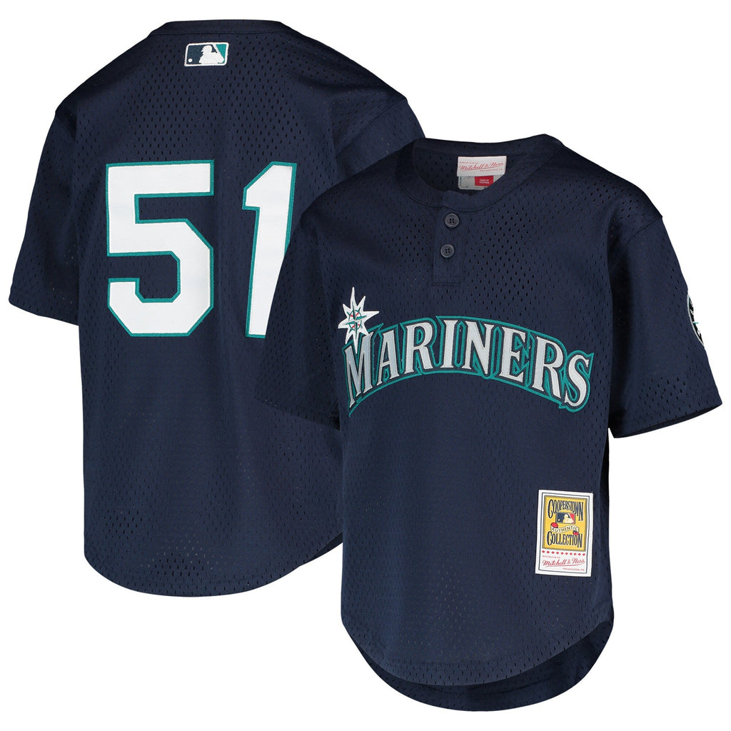Ichiro Suzuki Seattle Mariners Mitchell And Ness Youth Cooperstown Collection Mesh Batting Practice Jersey - Navy Official Team Jersey Sports Fan