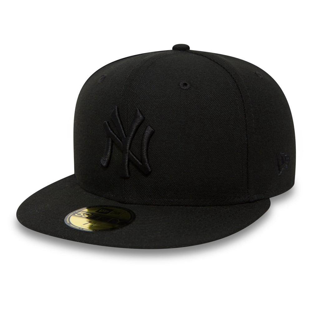 New York Yankees MLB League Essential 59FIFTY Fitted New Era Black Black Official Team Hat Sports Fan Cap Official NFL Team Hat Football Fan Cap